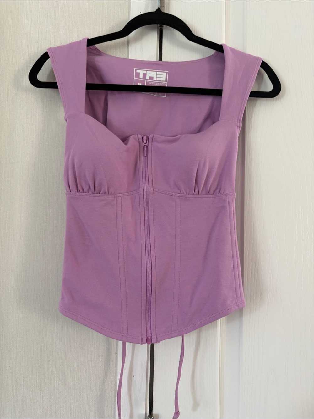 TNA Lavender Zip-Front Bustier Camisole